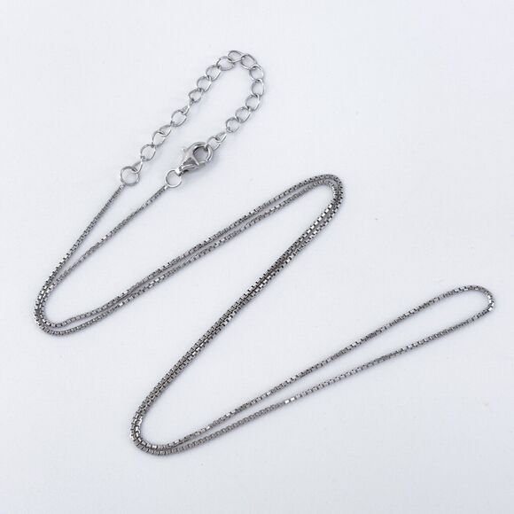 Vintage Sterling Silver 925 0.8mm Box Chain Necklace 18"-20" - Picture 1 of 3